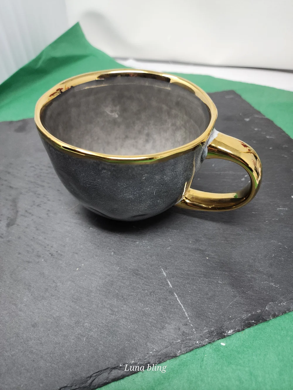 Luna Bling Gray and Gold Ceramic Accent Mug